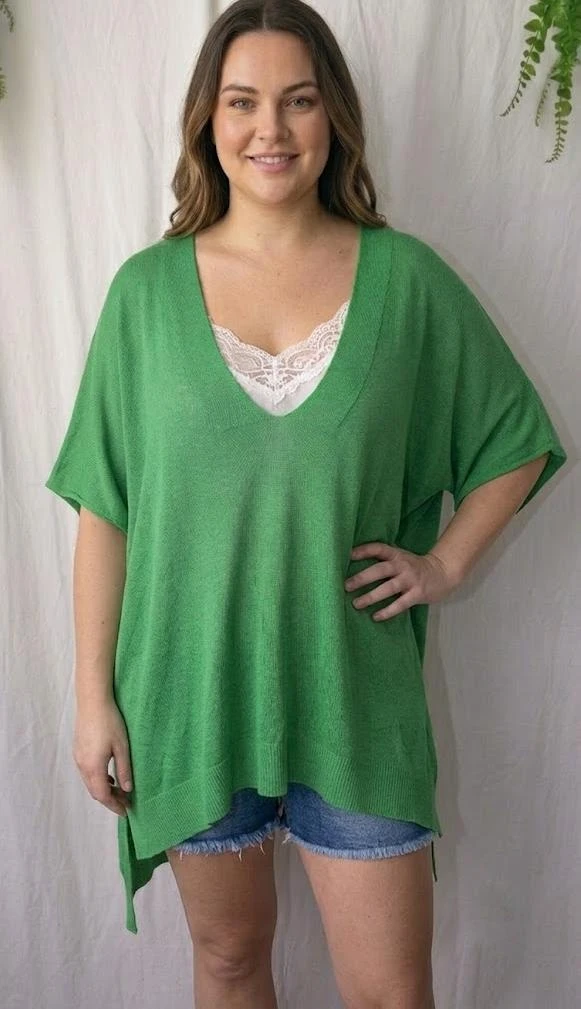 Asymmetric oversize green meadow V-neck tunic "JS Millenium" – photo 5